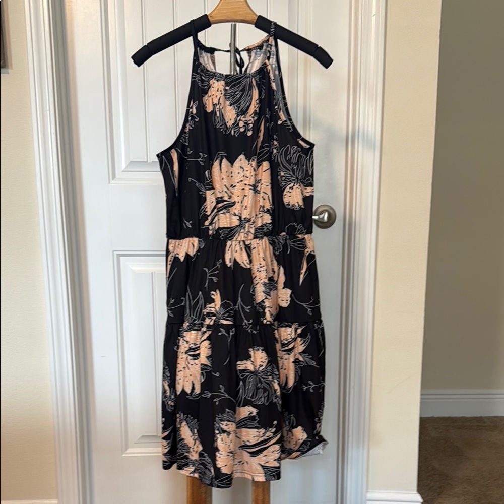 Floral Black and Peach Women's Dress
